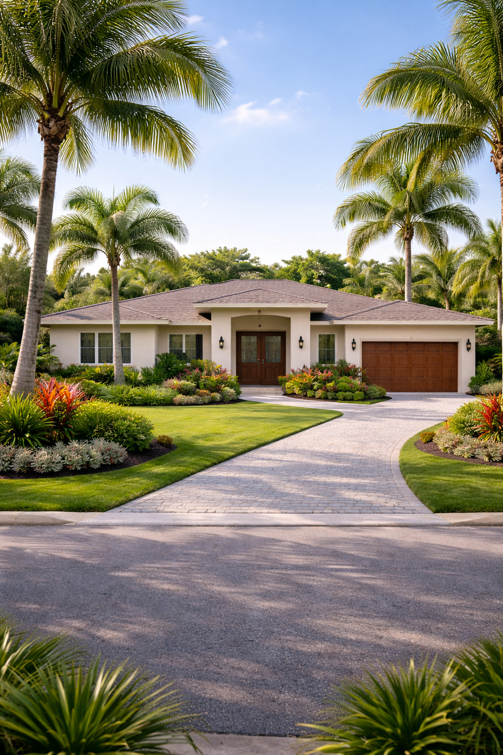South Florida home exterior at golden hour